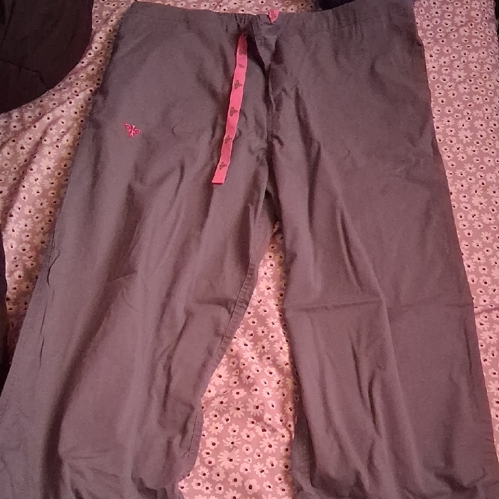 Med Couture Gray Casual Bottoms with Pink Drawstring